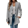 thumbnail image 2 of Women's Fashionable Casual Long-Sleeved Solid Color Three-Button Double-Breasted Blazer for Fall and Winter Professional Wear,Gray,M, 2 of 6