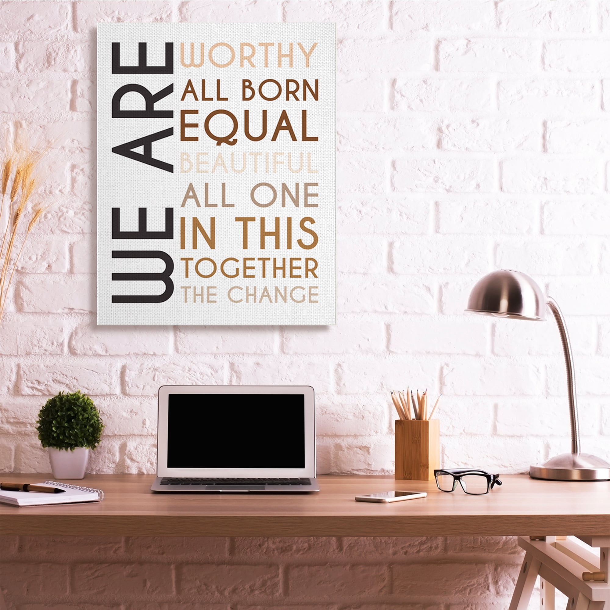 Stupell Industries We Are Worthy Inspirational Phrase Equality Statement Canvas Wall Art, 36 x 48, Design by Tenisha Proctor