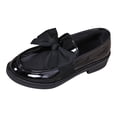 thumbnail image 5 of Rokment Womens Bowknot Oxfords Dress Shoes Spring Fall Vintage Casual Leather Platform Chunky Lug Mid Heels Slip on Boat Loafers Walking Footwear Black Size 6.5, 5 of 5