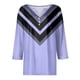 thumbnail image 5 of CHOII 50% de descuento en camisetas de mujer 2024. Camiseta con botones, manga 3/4, básica, cuello en V, para uso diario y fin de semana. Blusas de verano para mujer, manga tres cuartos, morado/2XL., 5 of 5