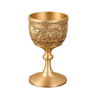 Indian Art Villa Brass Embossed Glass Tumbler, 11 Oz (Gold)