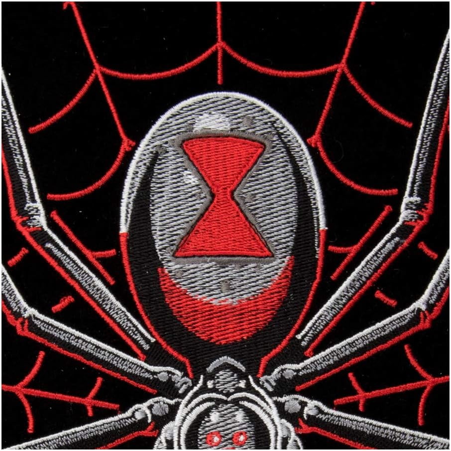 Black Widow Spider Web Red Skull Patch, X-Large Size