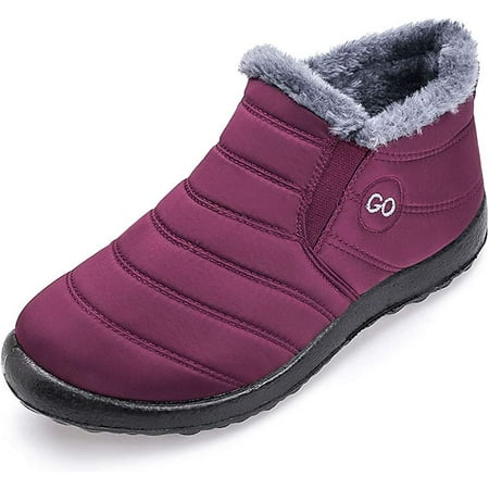 

Womens Waterproof Outdoor Booties Winter Snow Boots Fur Lined Warm Ankle Boots Slip On Waterproof Outdoor Booties Comfortable Shoes for Women