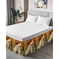 thumbnail image 4 of White Peacock Yellow Flowers Bed Skirt King Size 18 Inch Drop, Forest Leaves White Peacock Adjustable Elastic Dust Ruffles Bedskirt for King Bed Wrap Around Pleated Mattress Frame Cover, 4 of 9