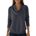 thumbnail image 5 of Dwralegc Sweaters for Women 2025 Cozy Solid Color Cowl Neck Knit Pullover Jumper Blouses Long Sleeve Loose Winter Spring Sweater Dark Gray XL, 5 of 5