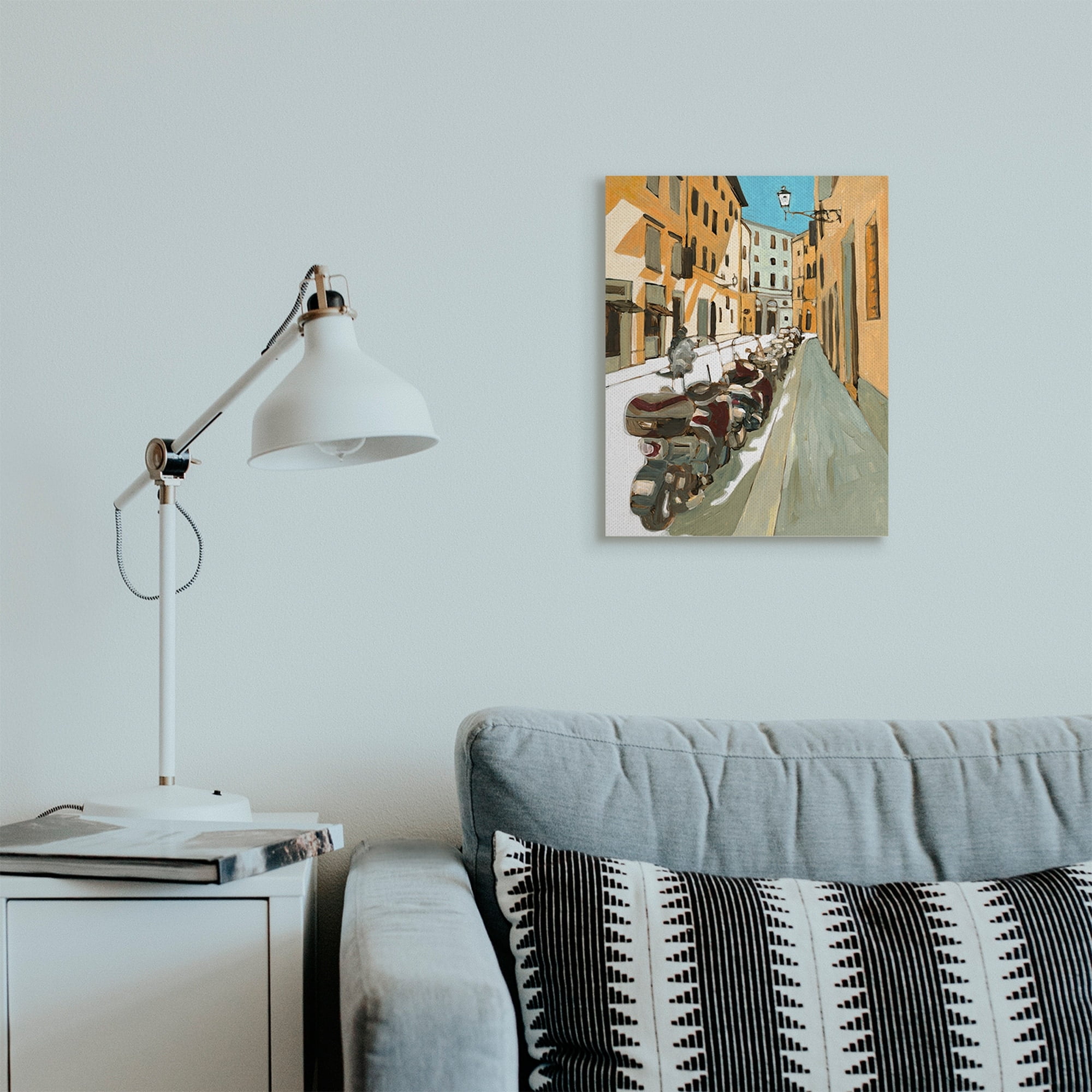 Stupell Industries Row of Mopeds Yellow European City Street Canvas Wall Art, 30 x 40, Design by Bart E. Slyp