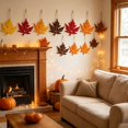 thumbnail image 2 of 24 Pack Fall Felt Maple Leaf Ornaments, 4 Styles Embroidered Vein Pre-Strung Cutouts, Rustic Thanksgiving DIY Craft Indoor Outdoor Party Hanging Decor, 3.74×3.94in, 2 of 5