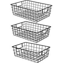 Wetheny 3 Pack Extra Large Wire Basket with Metal Handles, Metal Basket for organizers and storage, Wire Storage Baskets for Pantry, Cabinet, Fridge, Kitchen, Wardrobe, Garage, Bathroom, Black