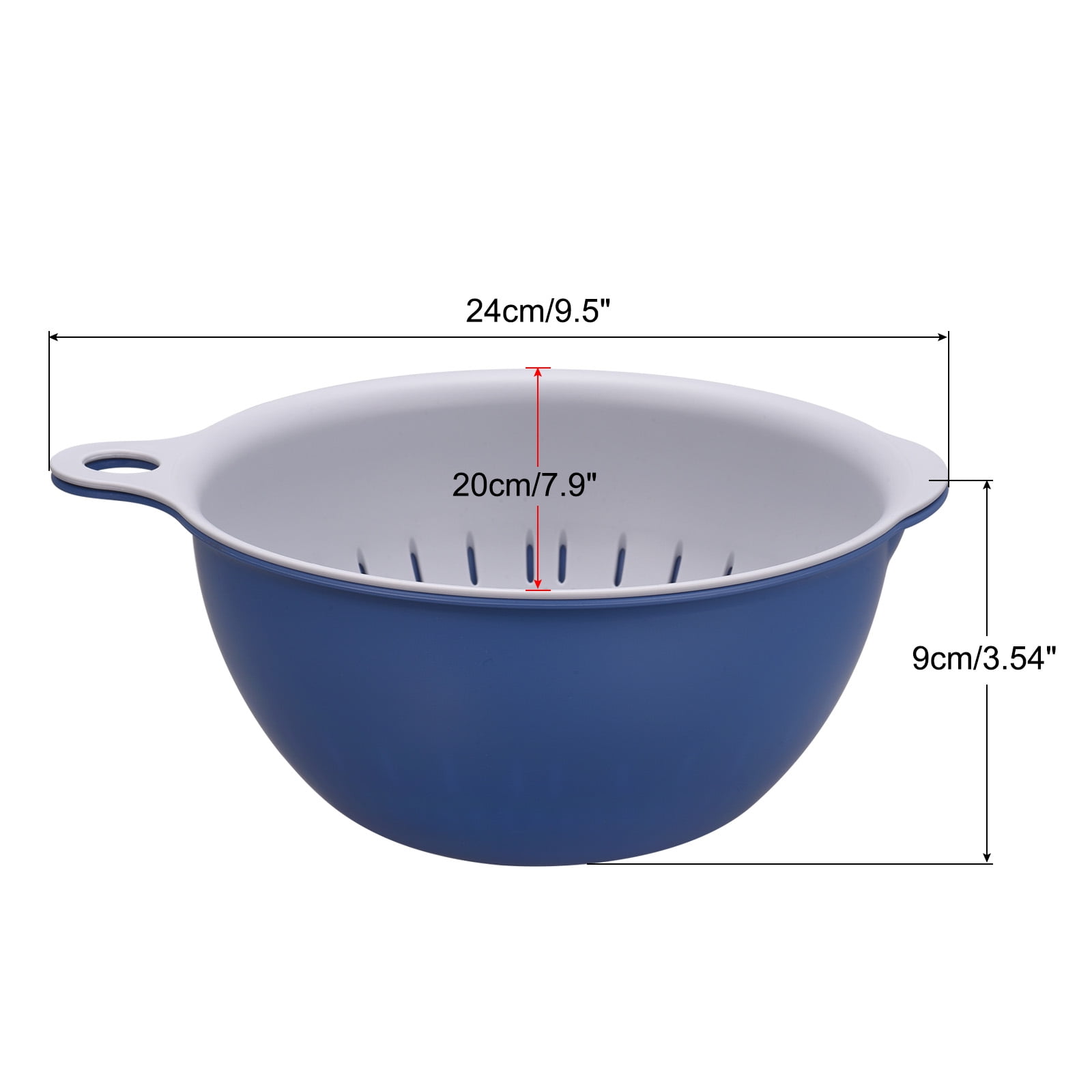 Unique Bargains Kitchen Food Strainer Colander Bowl Set Double Layer Drain Basin Basket Blue