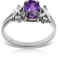 thumbnail image 2 of Galaxy Gold 14k White Gold Ring with Genuine Diamonds and Natural Oval-Shaped Purple Amethyst - Size 6.0, 2 of 2