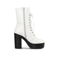 thumbnail image 3 of Unique Bargains Bottes de Combat à Talons Épais à Lacets pour Femmes Blanches (Taille 9), 3 of 7