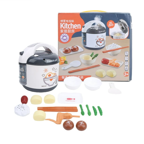 Juguete de olla arrocera con pulverizador de voz, juguete de olla arrocera para niños, juguetes de cocina para niños, herramientas de cocina de simulación resistentes y resistentes