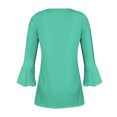thumbnail image 2 of Mittory Tunic Tops for Women Trendy Boho Button V Neck Tshirt Soild Print Tunic Shirts 3/4 Bell Sleeve Shirts, 2 of 4