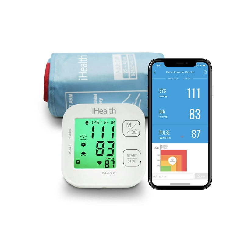 Track Smart Upper Arm Blood Pressure Monitor, Adjustable Cuff Large Arm  Friendly, Bluetooth Blood Pressure Machine, App-Enabled for iOS & Android 