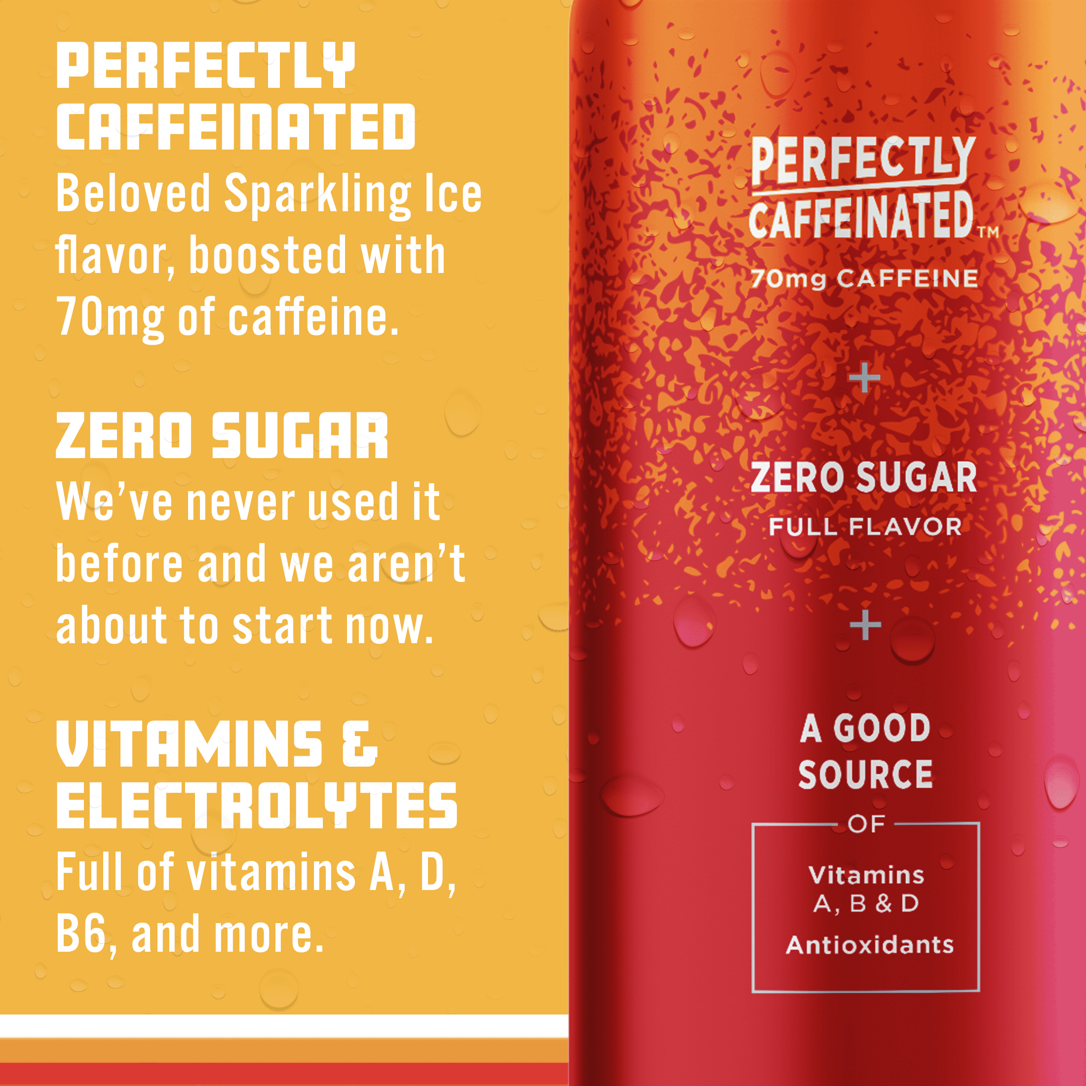 Sparkling Ice +Caffeine Zero Sugar Flavored Sparkling Water, Strawberry Citrus 4PK