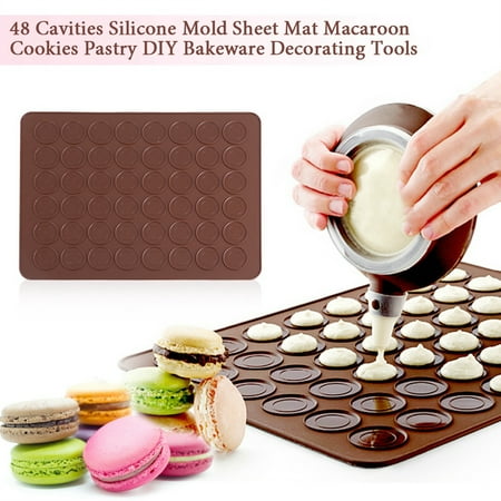 

Tebru Silicone Bakeware Mat 48 Cavities Silicone Mold Sheet Mat Macaroon Cookies Pastry DIY Bakeware Decorating Tools Silicone Baking Mold