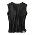 thumbnail image 4 of Puntoco Camisetas de cuello cuadrado para mujer, top informal de verano de gran tamaño a la moda de color sólido con cuello redondo, camiseta sin mangas, 4 of 5