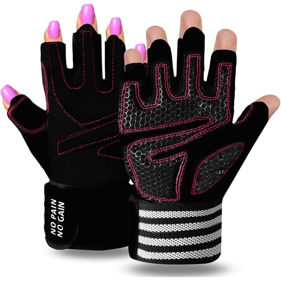 Women's Weight Lifting Gloves with Wrist Support Padded Half Finger Gym Workout Gloves for Fitness Exercise