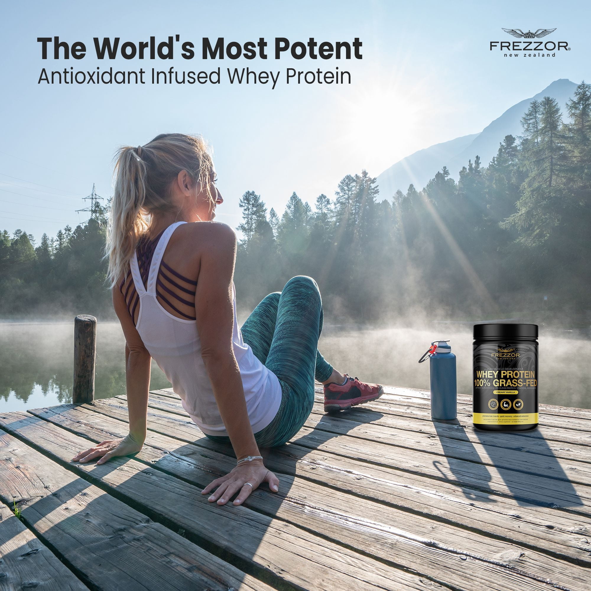 FREZZOR New Zealand 100% Grass-Fed Whey Protein Powder, Vanilla, Keto Friendly, No Added Sugar, No Preservatives