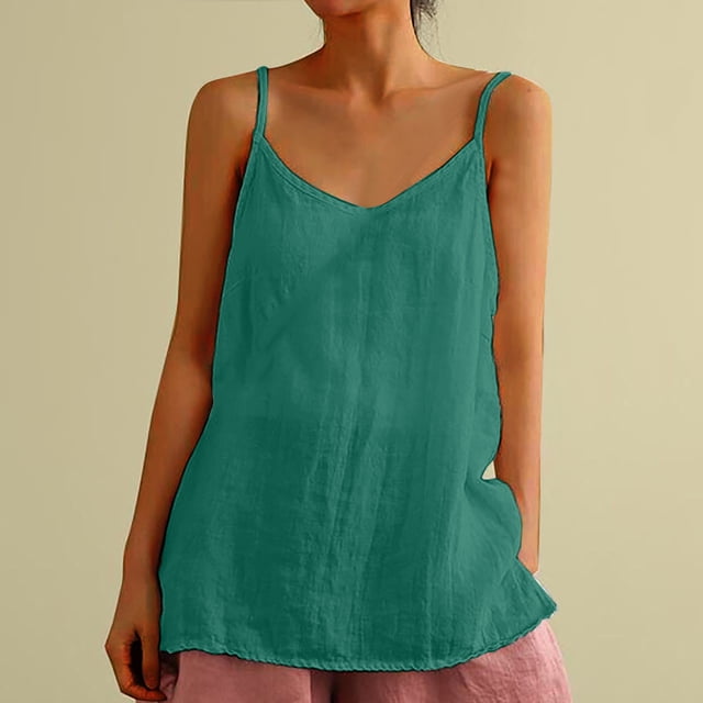 LSLJS Débardeurs à Bretelles Spaghetti pour Femmes T-Shirts d'Été Aguichant pour Femmes Unis Col Rond Camisole Épaules Dénudées Manches Courtes Hauts Blouse Régulière