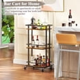 thumbnail image 3 of 3 Tier Bar Cart for Home, Rolling Mini Liquor Bar for Wine Beverage Dinner Party, Utility Kitchen Storage Island Serving Cart on Wheels, Coffee Bar Cabinet for Kitchen Dining Living Room, Brown, 3 of 9
