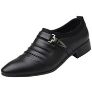 XZNGL Mens Shoes New British Mens Leather Shoes Fashion Man Pointed Toe Formal Wedding Shoes