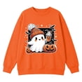 thumbnail image 4 of ZHOGXU Halloween Themed Girls Pumpkin & Ghost Print Pullover Sweatshirt Long Sleeve O Neck Top For Kids Fashion Outdoor Play Wear,Orange,2-3 Years, 4 of 4