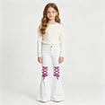 thumbnail image 2 of Tfken Children Soft Lightweight Pants Daily School Wear Girls Denim Flare Pants With Pockets Fashion Adjustable Tie Kids Breathable Clothes Size 13-14 Years White, 2 of 4