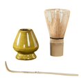 thumbnail image 2 of Abbracc 3Pcs Ceramic Matcha Ceremony Set Matcha Whisk Set Handmade Handcrafted Japanese yellow, 2 of 6