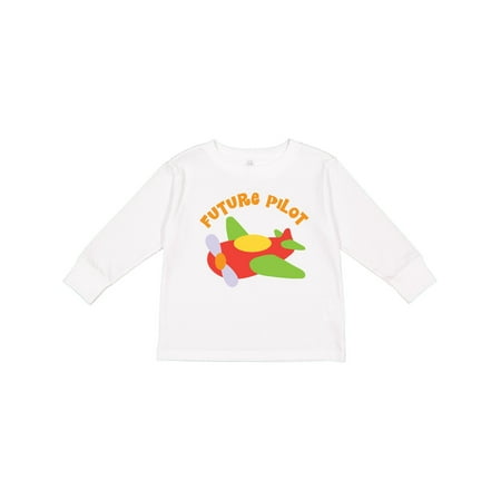 

Inktastic Future Pilot Airplane Boys or Girls Long Sleeve Toddler T-Shirt