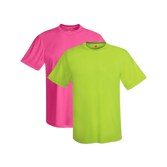 Hanes 4 oz NANO-T Cool Dri T-Shirt (Pack of 2) (1 Safety Green / 1 Wow Pink)