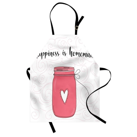 Swirl Jar (Quote Apron Calligraphic Happiness is Homemade Lettering with Swirls and Jar of Love, Unisex Kitchen Bib Apron with Adjustable Neck for Cooking Baking Gardening, Pink Black and Coral, by)