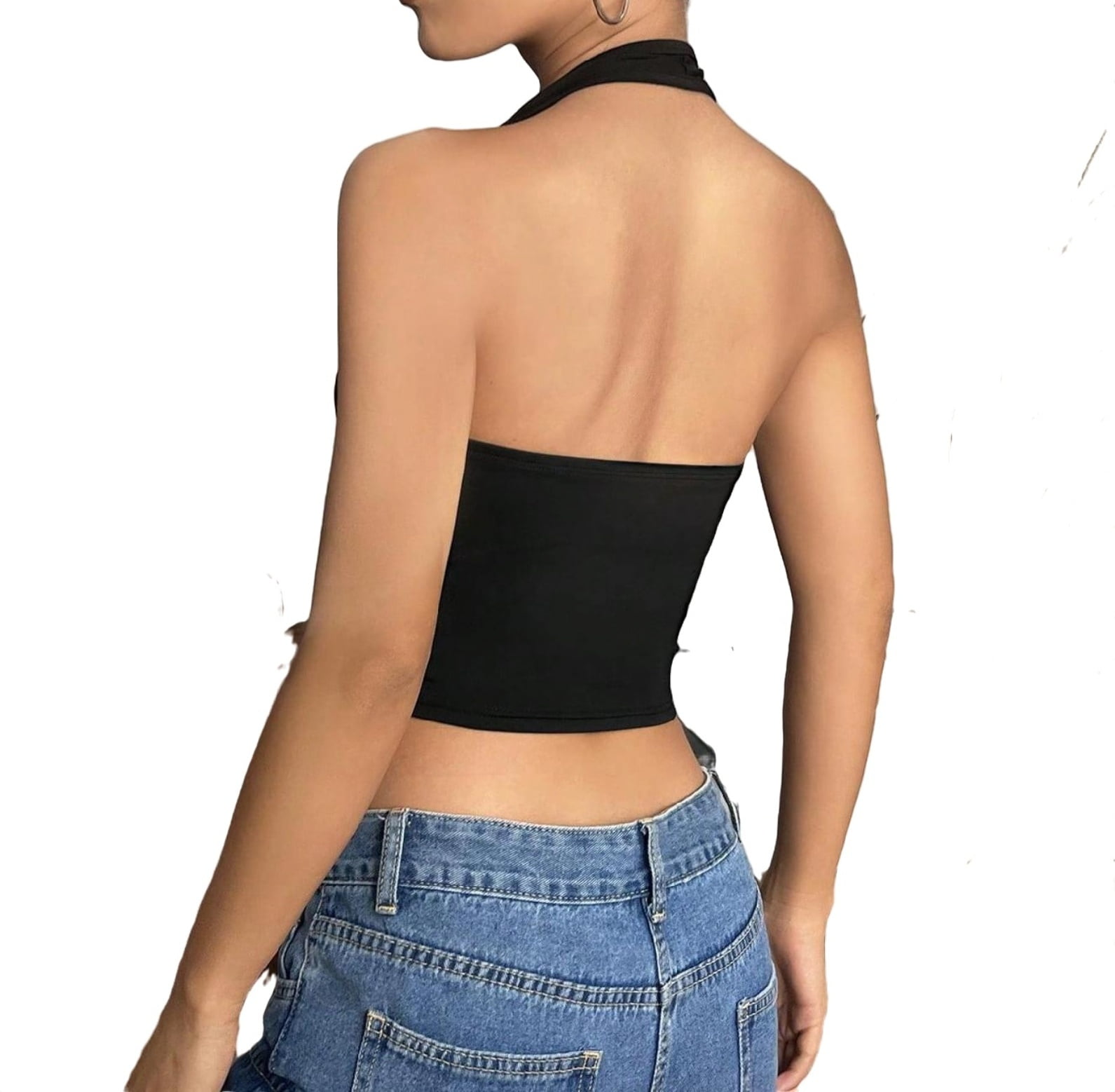 plain black halter top