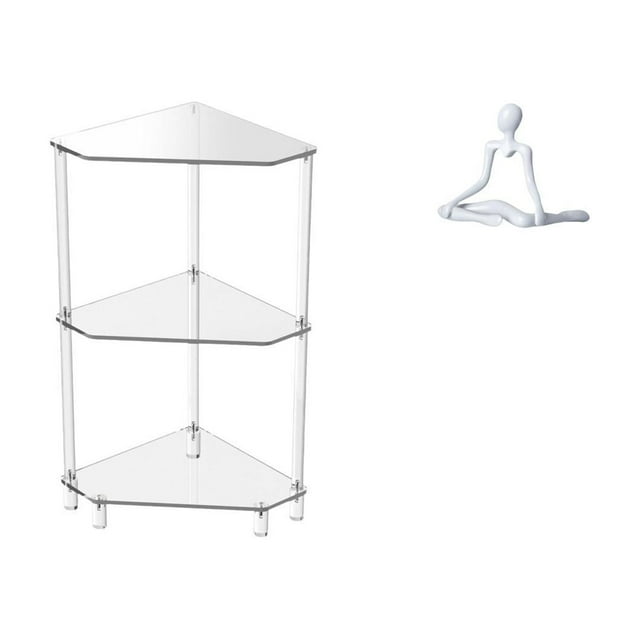 Mesa auxiliar de esquina,Mesa auxiliar de esquina de acrílico de 3 niveles,Mesa auxiliar pequeña para sala de estar,dormitorio y baño,Figura de escritorio,Escultura abstracta de pensador