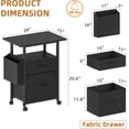 thumbnail image 3 of 2 Drawer File Cabinet with 24'' Extended Tabletop, Mobile Filing Cabinet, Rolling Vertical File Cabinet with Storage Bag, Printer Stand Fits A4/Letter Size, Fabric Drawer, Black, 3 of 9