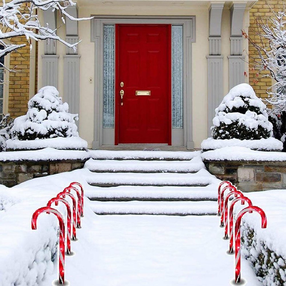 Christmas Pathway Candy Cane Walkway Light 10" Stakes Lamp Outdoor Yard