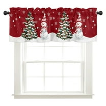 Christmas Rod Pocket Curtain Valance,Christmas Cute Snowman and Christmas Tree Window Curtain Valance for Kitchen Bathroom Living Room 54" x 18"