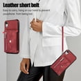 thumbnail image 5 of for iPhone XR Case with Zipper Card Holders and Crossbody Strap & Short Belt for Women, RFID Blocking PU Leather Button Flip Shockproof Wallet Case Cover for iPhone XR - Red, 5 of 10