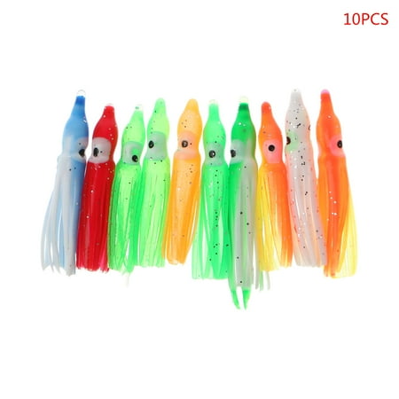 10Pcs Plastic Fishing Lures Squid Skirt Trolling Octopus Soft Lure Bait
