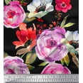 thumbnail image 1 of Soimoi Black Poly Georgette Fabric Leaves & Floral Print Fabric by The Yard 42 Inch Wide, 1 of 1