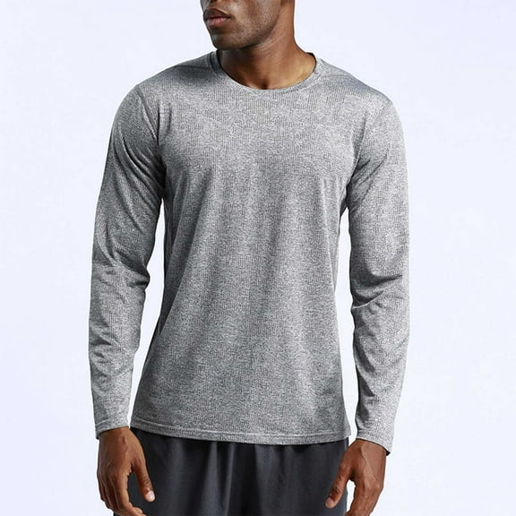 CYiJun Mens Long Sleeve Shirts Lightweight Dry Fit Casual Workout Tees Running Athletic Comfortable T-Shirts,Gray 3XL