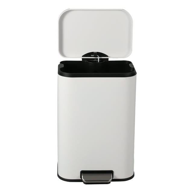 Narrow Rectangular Step Trash Can with Soft-Close Lid & Removable Inner Bucket, Ideal for Kitchen & Home Office