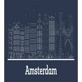 thumbnail image 2 of Ambesonne Amsterdam Duvet Cover Sets, Contemporary City Outline, 2-Twin, Dark Blue Grey and White, 2 of 3