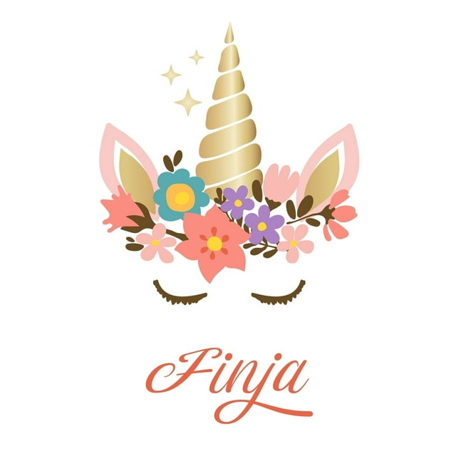 Finja : Personalisiertes Notizbuch mit Einhorn Gesicht mit Vorname mit ...