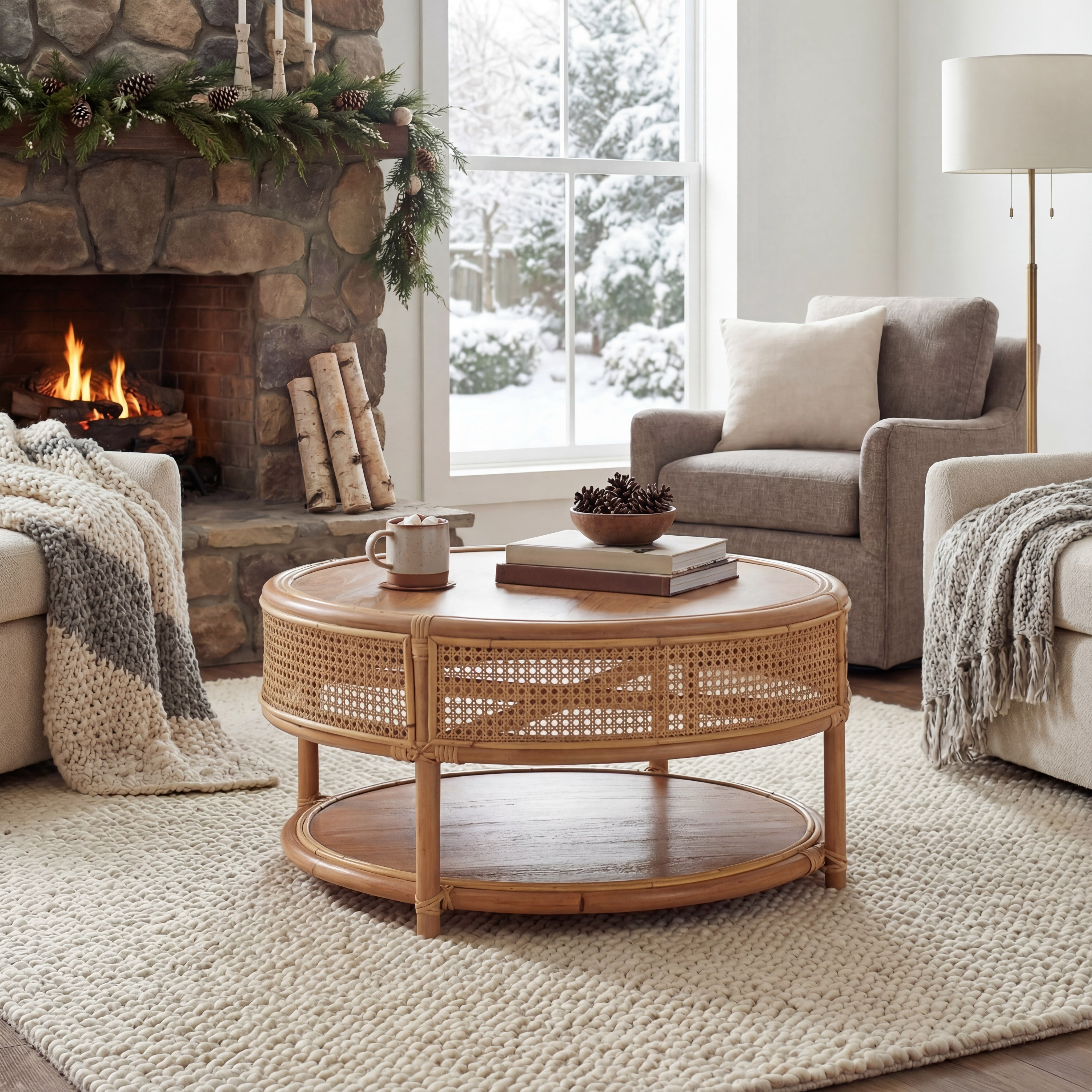 Safavieh Arvid Modern Storage Rattan Coffee Table, Natural