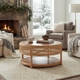 thumbnail image 5 of SAFAVIEH Modern Round Rattan Coffee Table, Natural, 5 of 14