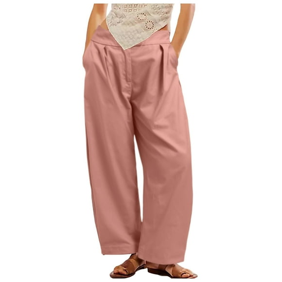 Bmisegm Women Baggy Wide Leg Jeans Barrel Boyfriend Denim Pants Pants for Women Light Pink S