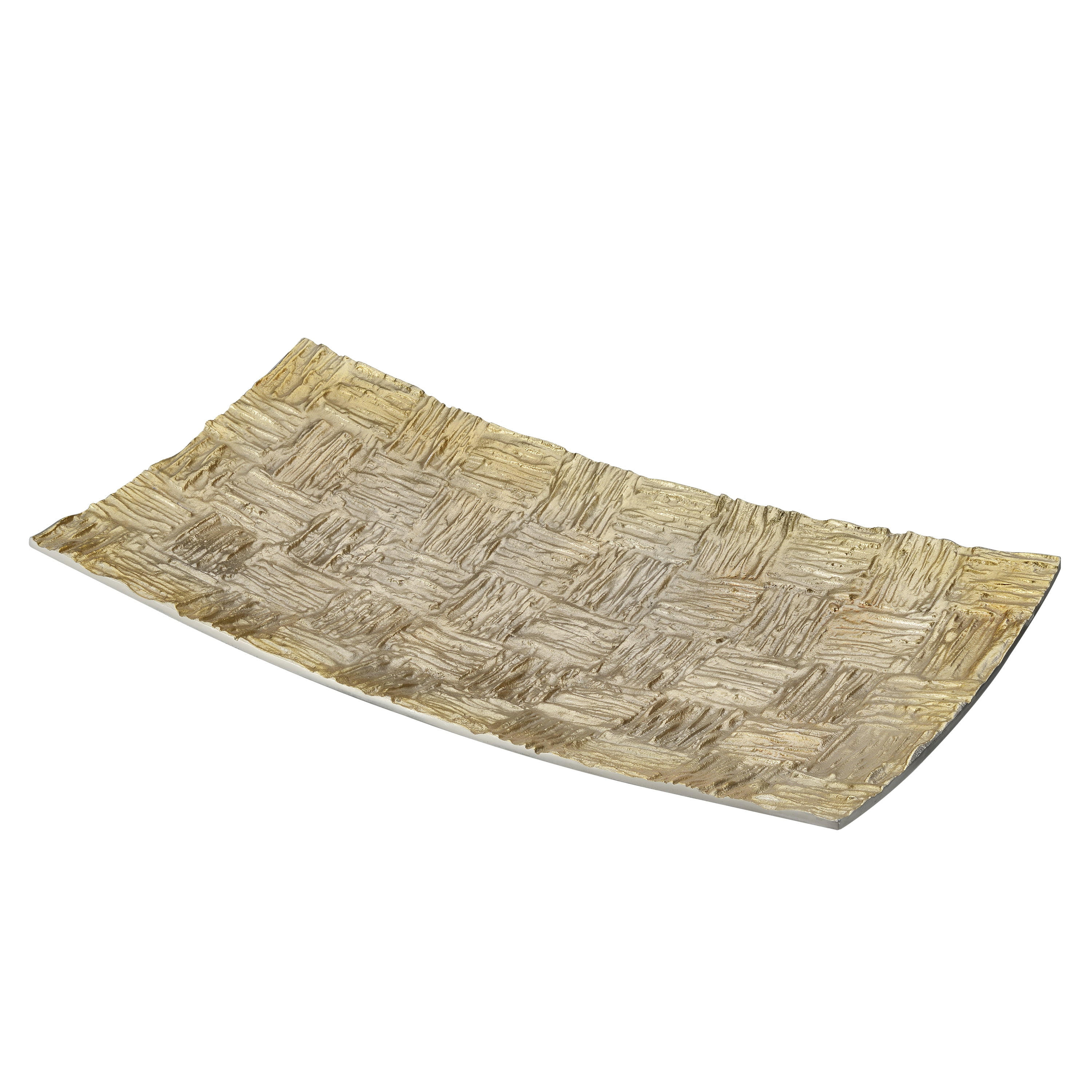 Gold Rectangular Hand Made Cast Aluminum Serving Tray