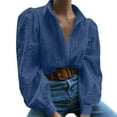 thumbnail image 5 of Button Down Shirts for Women Casual Long Sleeve Womens Cute Tops Shirt A Lapel Top, 5 of 9