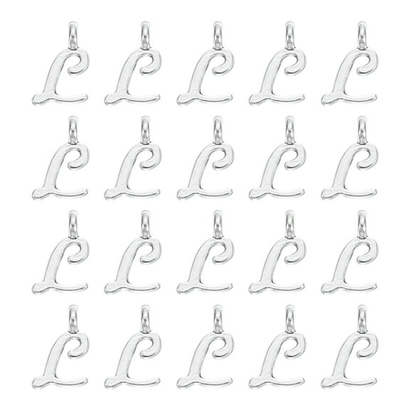 Uxcell 100 Pack A-Z Alphabet Charm, Metal Alphabet L Letter Charm Initial Charm Pendant Bead for Necklaces Bracelets Jewelry Making Crafts, Silver